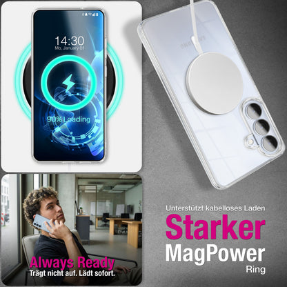 NALIA Transparentes Magnet Case für Samsung Galaxy S26 – MagPower System (MagSafe kompatibel) – LUMEX (Edle Glas-Optik, aber unzerbrechlich) – Marke aus Berlin