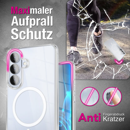 NALIA Transparentes Magnet Case für Samsung Galaxy S26 – MagPower System (MagSafe kompatibel) – LUMEX (Edle Glas-Optik, aber unzerbrechlich) – Marke aus Berlin