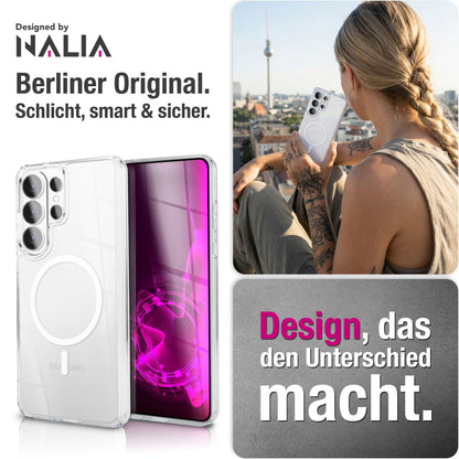NALIA Transparentes Magnet Case für Samsung Galaxy S26 Ultra – MagPower System (MagSafe kompatibel) – LUMEX (Edle Glas-Optik, aber unzerbrechlich) – Marke aus Berlin