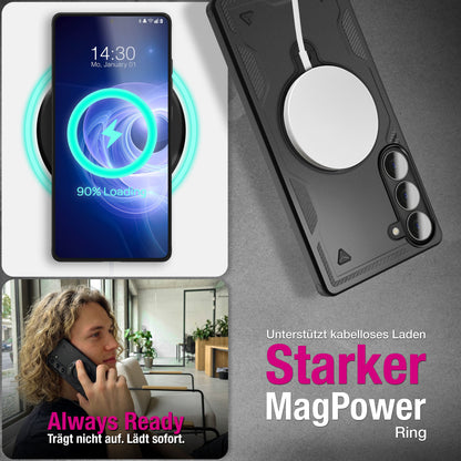 NALIA Magnetische Panzerhülle für Samsung Galaxy S26 – Ring-Halterung 360° & MagSafe kompatibel – STORMGUARD (Outdoor Case) – Marke aus Berlin