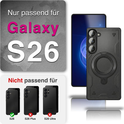 NALIA Magnetische Panzerhülle für Samsung Galaxy S26 – Ring-Halterung 360° & MagSafe kompatibel – STORMGUARD (Outdoor Case) – Marke aus Berlin