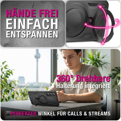 NALIA Magnetische Panzerhülle für Samsung Galaxy S26 – Ring-Halterung 360° & MagSafe kompatibel – STORMGUARD (Outdoor Case) – Marke aus Berlin
