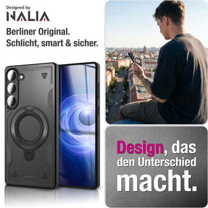 NALIA Magnetische Panzerhülle für Samsung Galaxy S26 – Ring-Halterung 360° & MagSafe kompatibel – STORMGUARD (Outdoor Case) – Marke aus Berlin