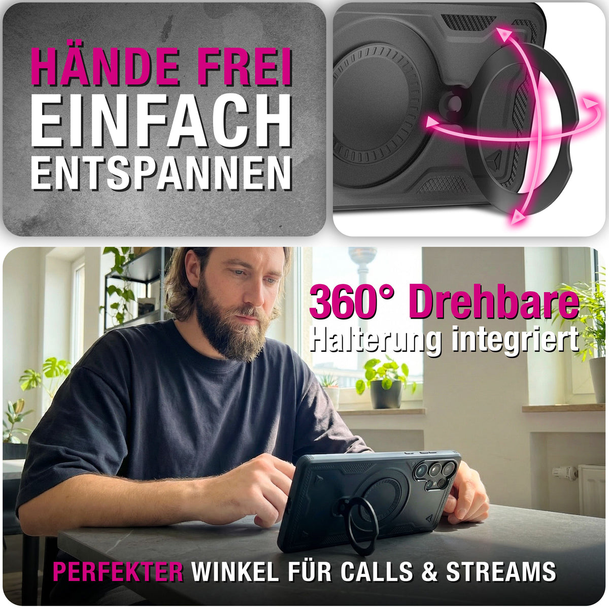 NALIA Magnetische Panzerhülle für Samsung Galaxy S26 Ultra – Ring-Halterung 360° & MagSafe kompatibel – STORMGUARD (Outdoor Case) – Marke aus Berlin
