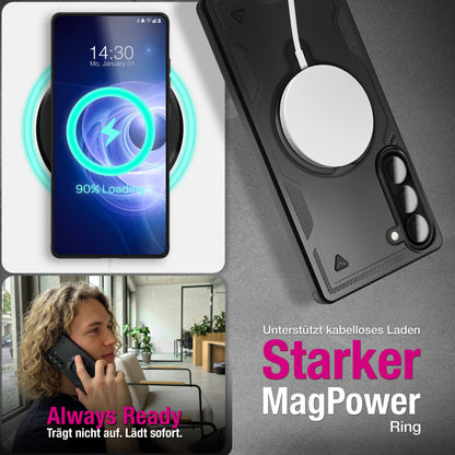 NALIA Magnetische Panzerhülle für Samsung Galaxy A57 – Ring-Halterung 360° & MagSafe kompatibel – STORMGUARD (Outdoor Case) – Marke aus Berlin