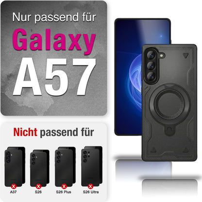 NALIA Magnetische Panzerhülle für Samsung Galaxy A57 – Ring-Halterung 360° & MagSafe kompatibel – STORMGUARD (Outdoor Case) – Marke aus Berlin