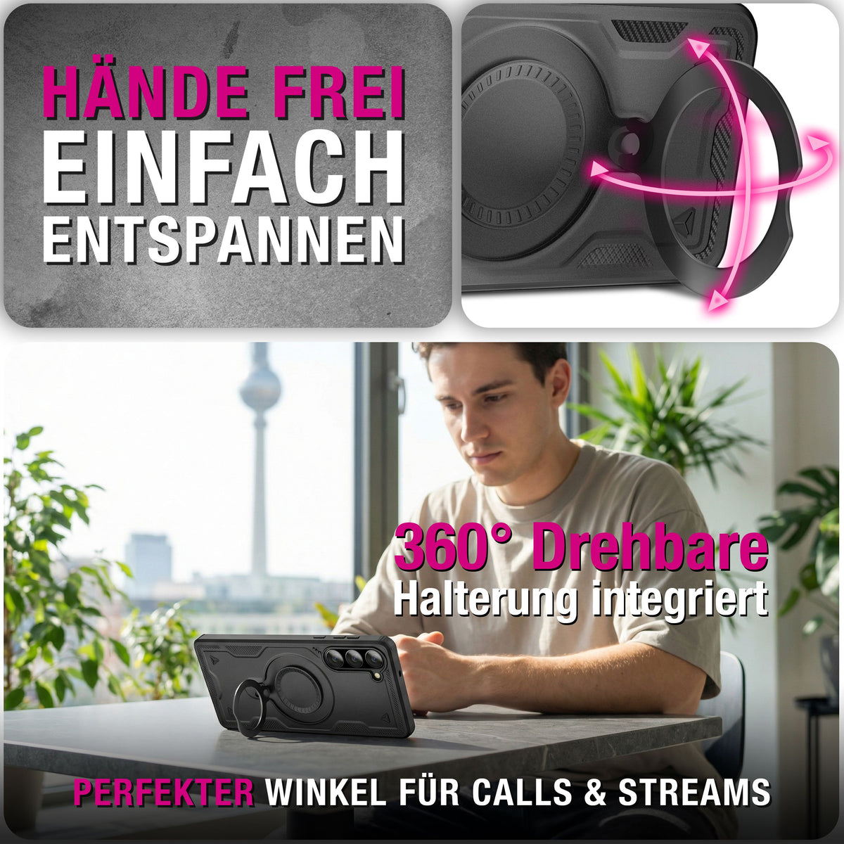 NALIA Magnetische Panzerhülle für Samsung Galaxy A57 – Ring-Halterung 360° & MagSafe kompatibel – STORMGUARD (Outdoor Case) – Marke aus Berlin