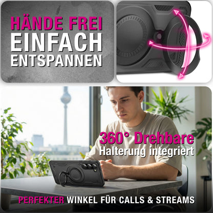 NALIA Magnetische Panzerhülle für Samsung Galaxy A57 – Ring-Halterung 360° & MagSafe kompatibel – STORMGUARD (Outdoor Case) – Marke aus Berlin