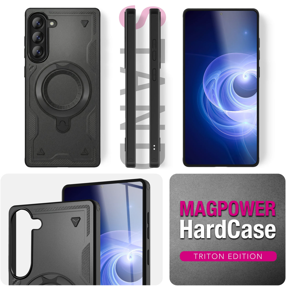 NALIA Magnetische Panzerhülle für Samsung Galaxy A57 – Ring-Halterung 360° & MagSafe kompatibel – STORMGUARD (Outdoor Case) – Marke aus Berlin