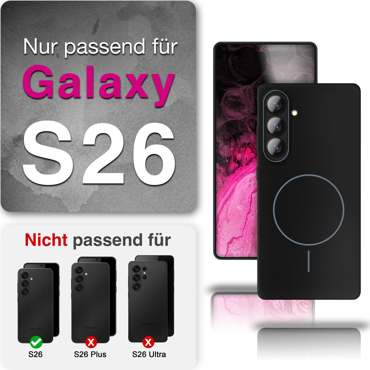 NALIA Ultradünnes Magnet-Hardcase für Samsung Galaxy S26 – MagSafe kompatibel, Matt & Anti-Fingerabdruck – CLOUD (Vergilbungsfreie Handyhülle) – Marke aus Berlin