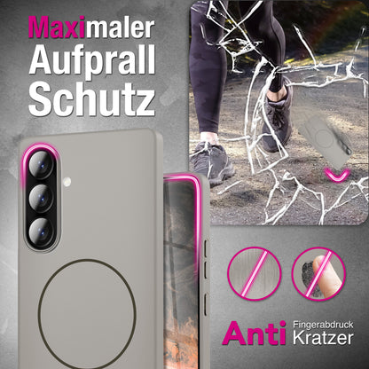 NALIA Ultradünnes Magnet-Hardcase für Samsung Galaxy A57 – MagSafe kompatibel, Matt & Anti-Fingerabdruck – CLOUD (Vergilbungsfreie Handyhülle) – Marke aus Berlin