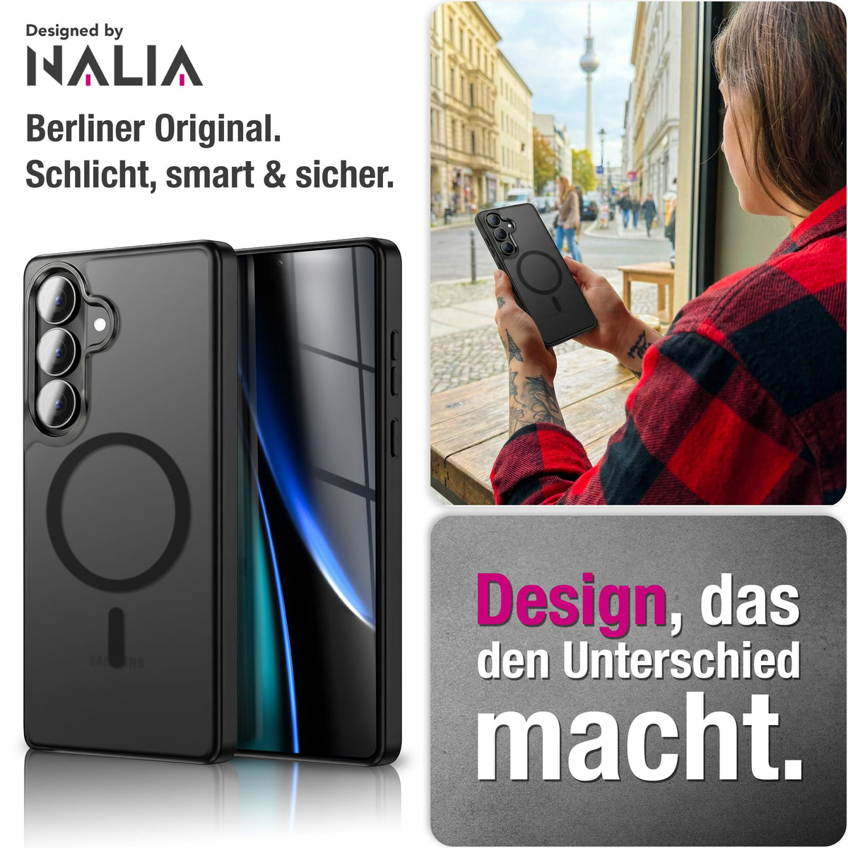 NALIA Mattes Magnet-Case für Samsung Galaxy S26 – MagSafe kompatibel, Vergilbungsfrei & Perfekter Zubehör-Halt – SLATE (Stoßfeste Handyhülle) – Marke aus Berlin