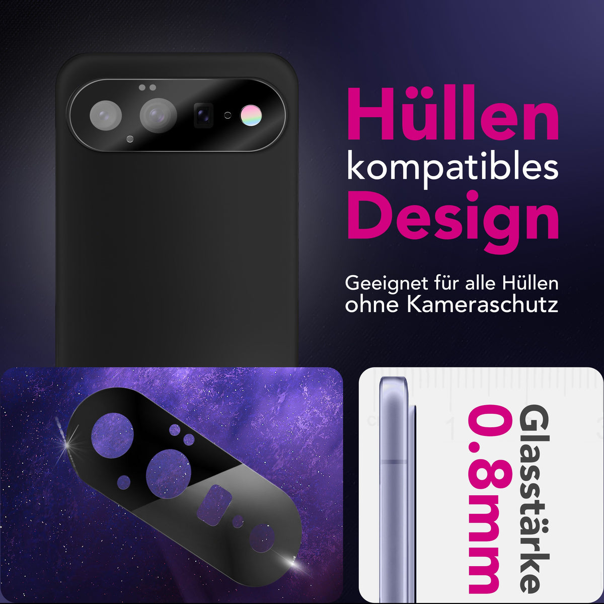 NALIA 2x Kameraschutzglas für Google Pixel 11 – Linsenschutz 9H & Case-Friendly – FOCUS.X2 MAX (HD-Echtglas Transparent) – Marke aus Berlin