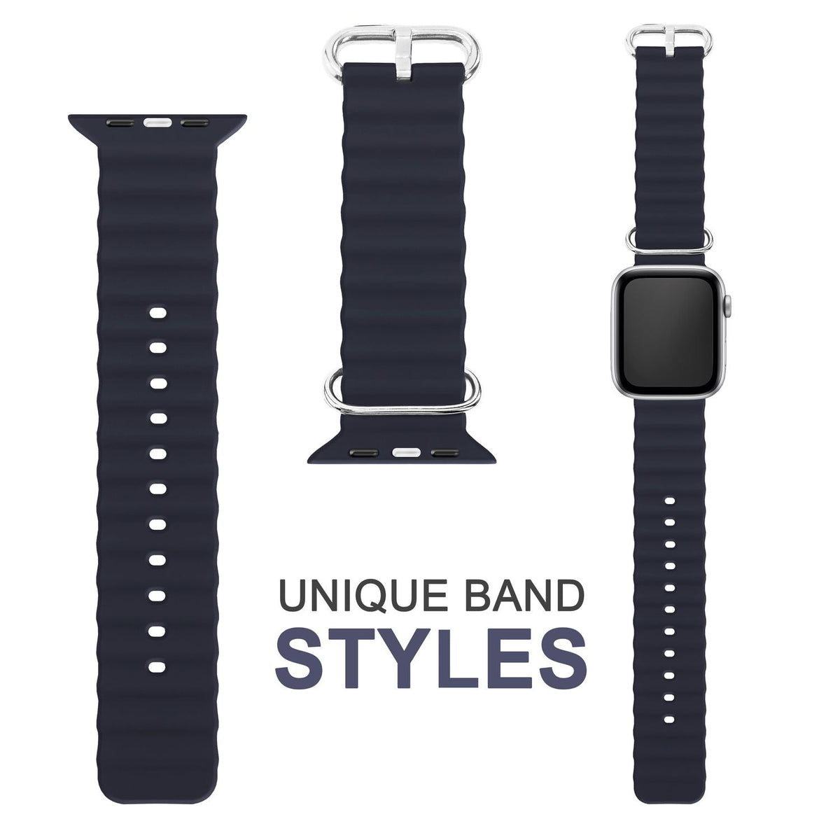 NALIA Smart Watch Armband OCEAN Style kompatibel mit Apple Watch Ultra/SE & Series 8/7/6/5/4/3/2/1, 42mm 44mm 45mm 49mm, iWatch Sport Uhr Ersatzarmband Damen Herren, Silikon Riemen