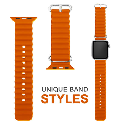 NALIA Smart Watch Armband OCEAN Style kompatibel mit Apple Watch Ultra/SE & Series 8/7/6/5/4/3/2/1, 42mm 44mm 45mm 49mm, iWatch Sport Uhr Ersatzarmband Damen Herren, Silikon Riemen