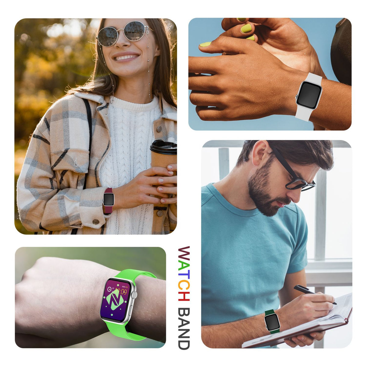 NALIA Silikon Smart-Watch Ersatzarmband kompatibel mit Apple Watch Armband SE & Series 8/7/6/5/4/3/2/1, 38mm 40mm 41mm, iWatch Fitnessuhr Sportarmband Damen & Herren