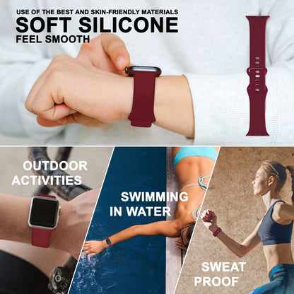 NALIA Silikon Smart-Watch Ersatzarmband kompatibel mit Apple Watch Armband SE & Series 8/7/6/5/4/3/2/1, 38mm 40mm 41mm, iWatch Fitnessuhr Sportarmband Damen & Herren