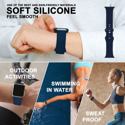 NALIA Silikon Smart-Watch Ersatzarmband kompatibel mit Apple Watch Armband SE & Series 8/7/6/5/4/3/2/1, 38mm 40mm 41mm, iWatch Fitnessuhr Sportarmband Damen & Herren