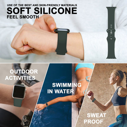 NALIA Silikon Smart-Watch Ersatzarmband kompatibel mit Apple Watch Armband SE & Series 8/7/6/5/4/3/2/1, 38mm 40mm 41mm, iWatch Fitnessuhr Sportarmband Damen & Herren