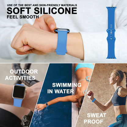 NALIA Silikon Smart-Watch Ersatzarmband kompatibel mit Apple Watch Armband SE & Series 8/7/6/5/4/3/2/1, 38mm 40mm 41mm, iWatch Fitnessuhr Sportarmband Damen & Herren