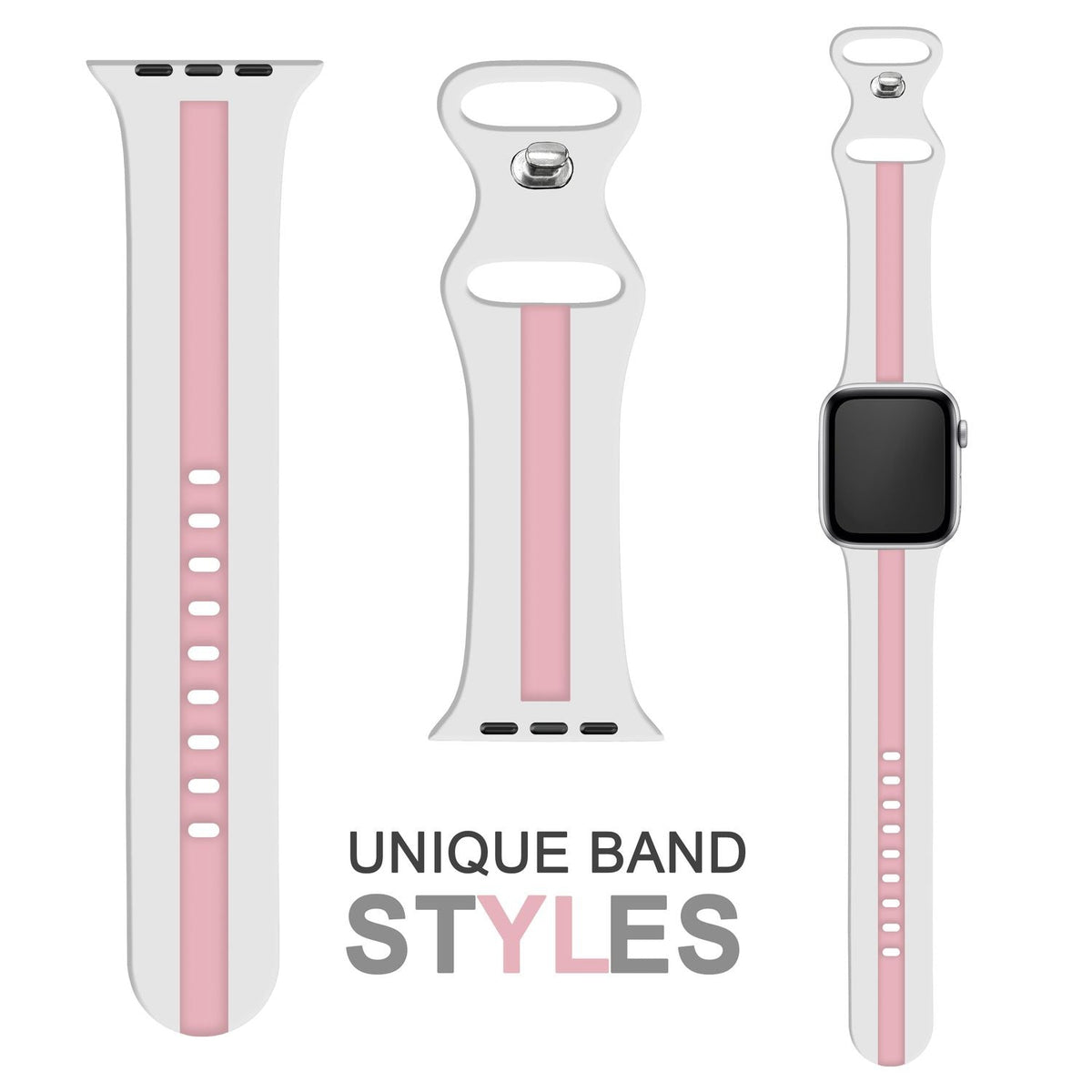 NALIA Gestreiftes Silikon Smart-Watch Ersatzarmband kompatibel mit Apple Watch Armband Ultra/SE & Series 8/7/6/5/4/3/2/1, 42 44 45 49mm, iWatch Fitnessarmband Damen & Herren