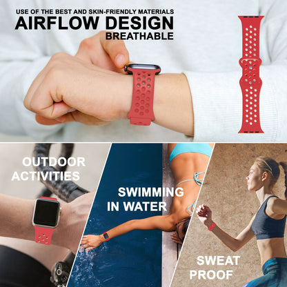 NALIA Gelochtes Silikon Smart-Watch Ersatzarmband kompatibel mit Apple Watch Armband SE & Series 8/7/6/5/4/3/2/1, 38mm 40mm 41mm, iWatch Fitnessarmband Damen & Herren