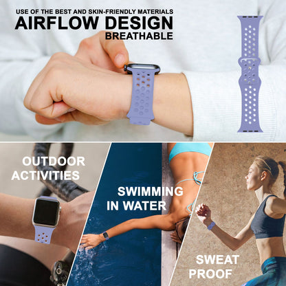 NALIA Gelochtes Silikon Smart-Watch Ersatzarmband kompatibel mit Apple Watch Armband SE & Series 8/7/6/5/4/3/2/1, 38mm 40mm 41mm, iWatch Fitnessarmband Damen & Herren