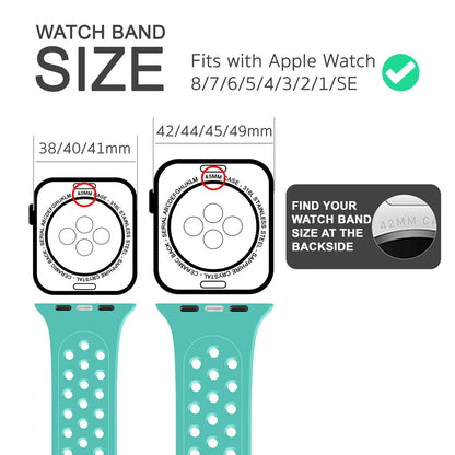 NALIA Gelochtes Silikon Smart-Watch Ersatzarmband kompatibel mit Apple Watch Armband SE & Series 8/7/6/5/4/3/2/1, 38mm 40mm 41mm, iWatch Fitnessarmband Damen & Herren