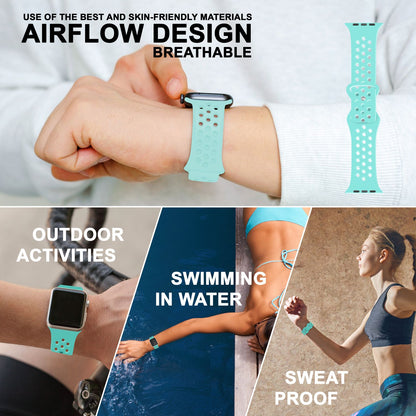 NALIA Gelochtes Silikon Smart-Watch Ersatzarmband kompatibel mit Apple Watch Armband SE & Series 8/7/6/5/4/3/2/1, 38mm 40mm 41mm, iWatch Fitnessarmband Damen & Herren