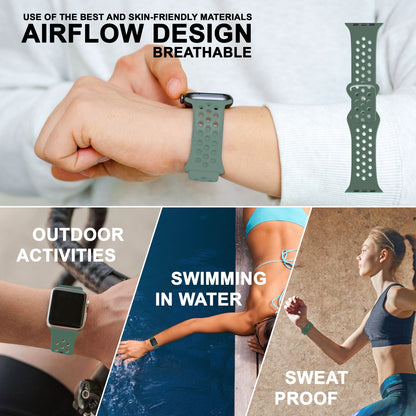 NALIA Gelochtes Silikon Smart-Watch Ersatzarmband kompatibel mit Apple Watch Armband SE & Series 8/7/6/5/4/3/2/1, 38mm 40mm 41mm, iWatch Fitnessarmband Damen & Herren