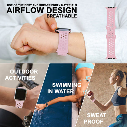 NALIA Gelochtes Silikon Smart-Watch Ersatzarmband kompatibel mit Apple Watch Armband SE & Series 8/7/6/5/4/3/2/1, 38mm 40mm 41mm, iWatch Fitnessarmband Damen & Herren