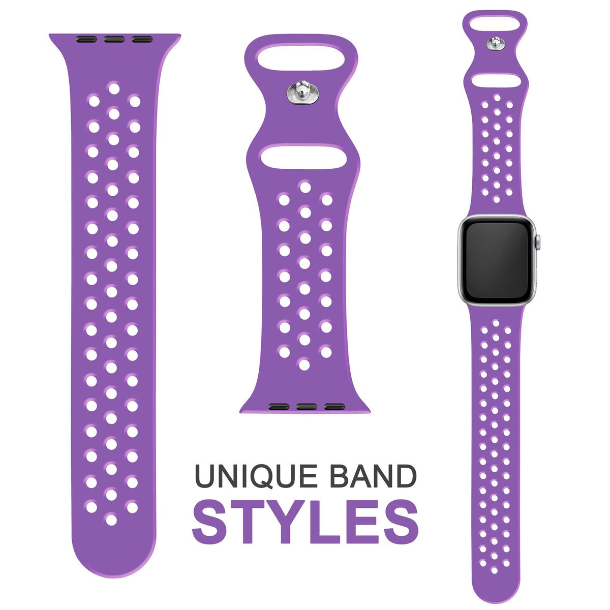 NALIA Gelochtes Silikon Smart-Watch Ersatzarmband kompatibel mit Apple Watch Armband SE & Series 8/7/6/5/4/3/2/1, 38mm 40mm 41mm, iWatch Fitnessarmband Damen & Herren