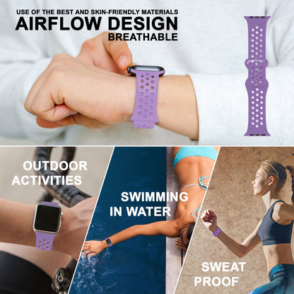 NALIA Gelochtes Silikon Smart-Watch Ersatzarmband kompatibel mit Apple Watch Armband SE & Series 8/7/6/5/4/3/2/1, 38mm 40mm 41mm, iWatch Fitnessarmband Damen & Herren