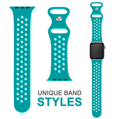 NALIA Gelochtes Silikon Smart-Watch Ersatzarmband kompatibel mit Apple Watch Armband SE & Series 8/7/6/5/4/3/2/1, 38mm 40mm 41mm, iWatch Fitnessarmband Damen & Herren