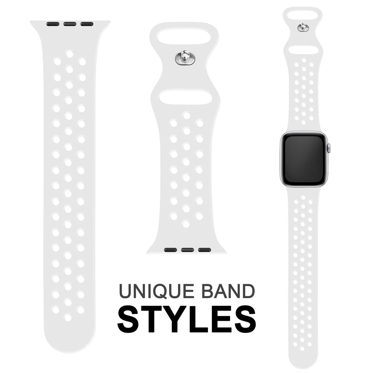 NALIA Gelochtes Silikon Smart-Watch Ersatzarmband kompatibel mit Apple Watch Armband SE & Series 8/7/6/5/4/3/2/1, 38mm 40mm 41mm, iWatch Fitnessarmband Damen & Herren