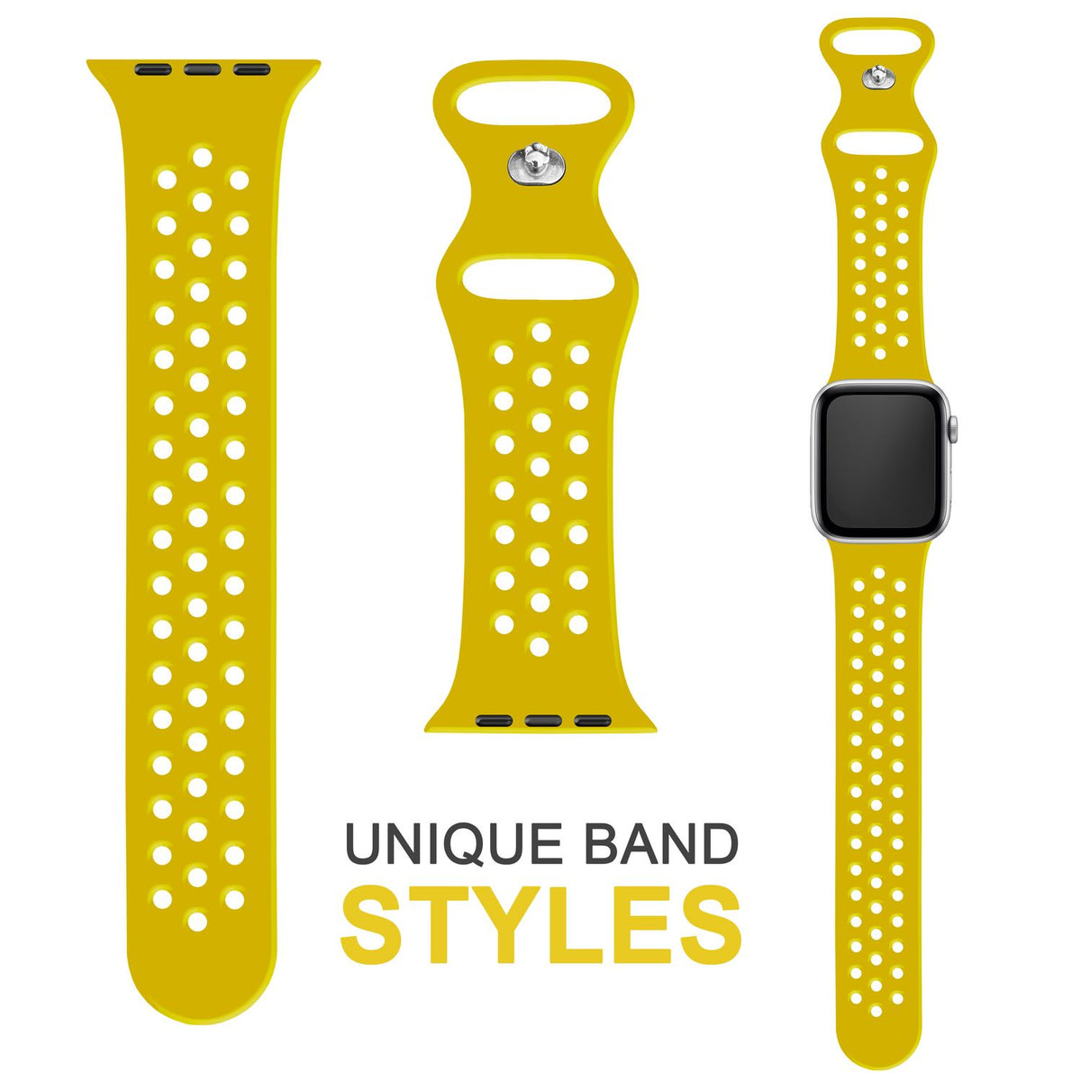 NALIA Gelochtes Silikon Smart-Watch Ersatzarmband kompatibel mit Apple Watch Armband SE & Series 8/7/6/5/4/3/2/1, 38mm 40mm 41mm, iWatch Fitnessarmband Damen & Herren