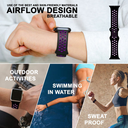 NALIA Silikon Smart Watch Armband Airflow-Löcher kompatibel mit Apple Watch Armband SE & Series 8/7/6/5/4/3/2/1, 38mm 40mm 41mm, iWatch Sport-Band Damen Herren