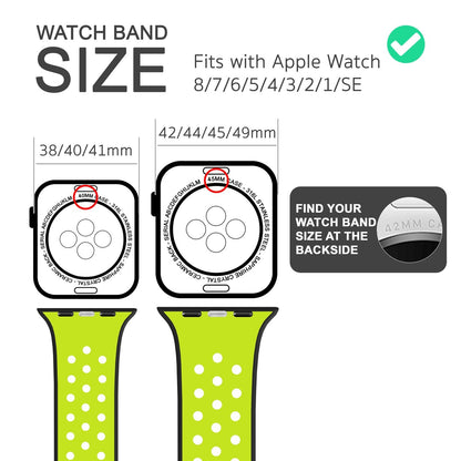 NALIA Silikon Smart Watch Armband Airflow-Löcher kompatibel mit Apple Watch Armband SE & Series 8/7/6/5/4/3/2/1, 38mm 40mm 41mm, iWatch Sport-Band Damen Herren