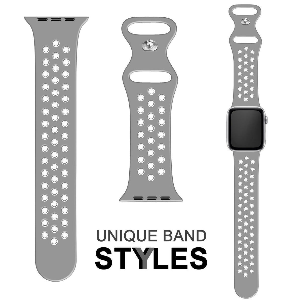 NALIA Silikon Smart Watch Armband Airflow-Löcher kompatibel mit Apple Watch Armband SE & Series 8/7/6/5/4/3/2/1, 38mm 40mm 41mm, iWatch Sport-Band Damen Herren