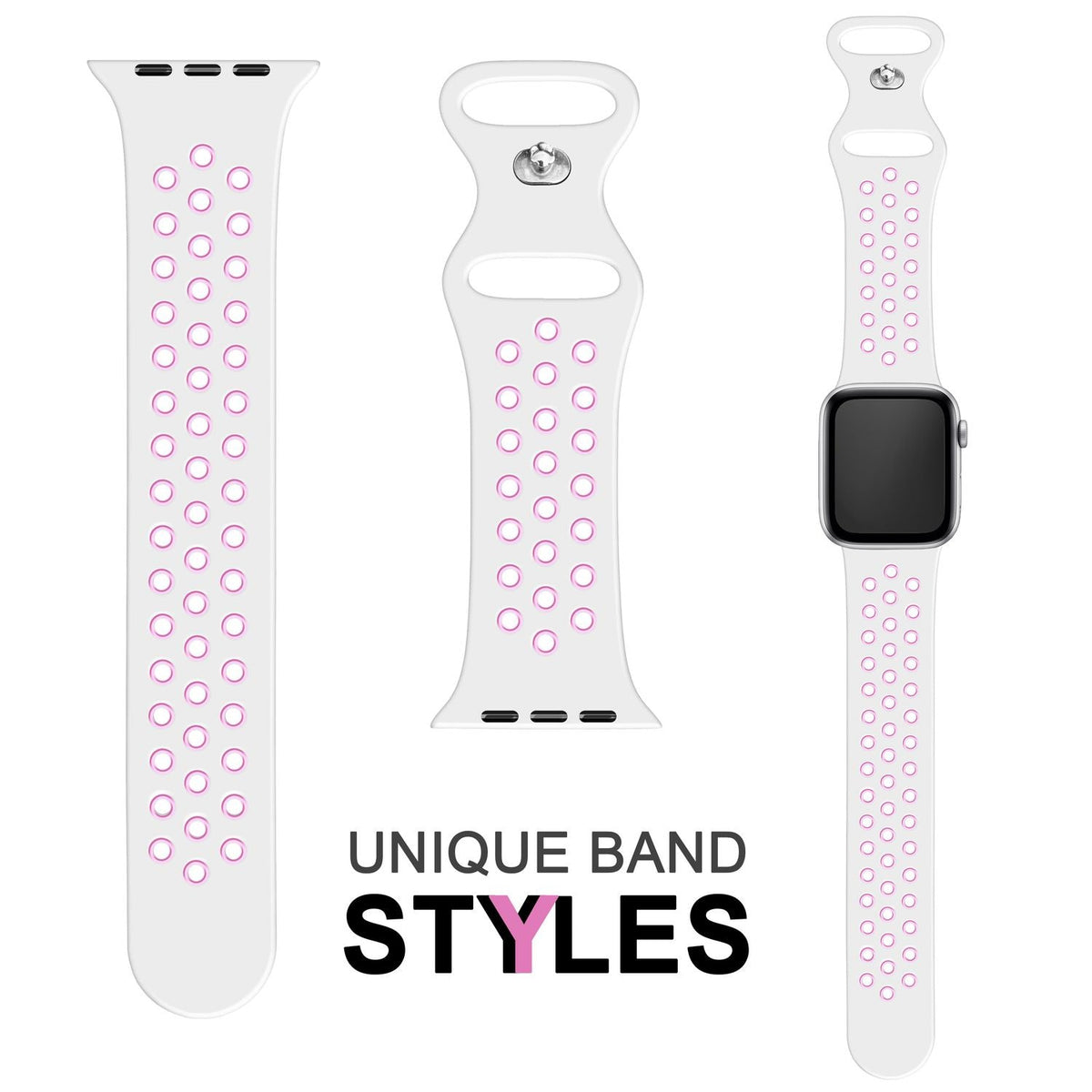 NALIA Silikon Smart Watch Armband Airflow-Löcher kompatibel mit Apple Watch Armband SE & Series 8/7/6/5/4/3/2/1, 38mm 40mm 41mm, iWatch Sport-Band Damen Herren