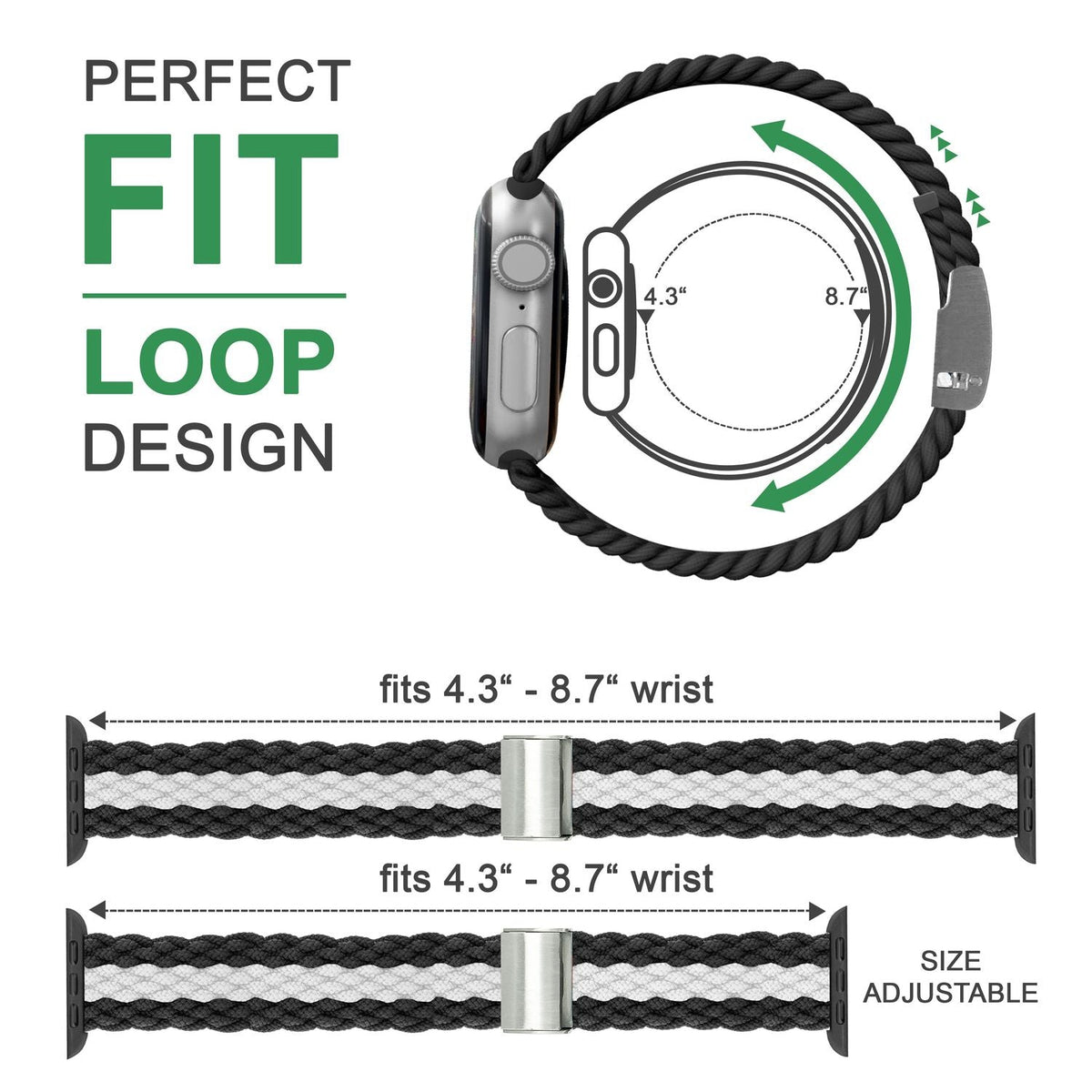 NALIA Geflochtenes Smart Watch Armband kompatibel mit Apple Watch Armband SE & Series 8/7/6/5/4/3/2/1, 38mm 40mm 41mm, iWatch Uhr-Band Damen & Herren, Nylon