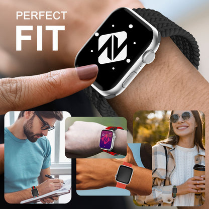 NALIA Geflochtenes Smart Watch Armband kompatibel mit Apple Watch Armband SE & Series 8/7/6/5/4/3/2/1, 38mm 40mm 41mm, iWatch Uhr-Band Damen & Herren, Nylon