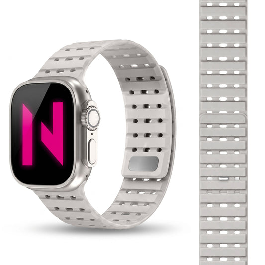 NALIA Volt Magnet Armband kompatibel mit Apple Watch Armband iWatch Series Ultra/SE/10/9/8/7/6/5/4/3/2/1, 42/44/45/49mm, Silikon Band Loop Sportarmband mit Steck-Pin Verschluss