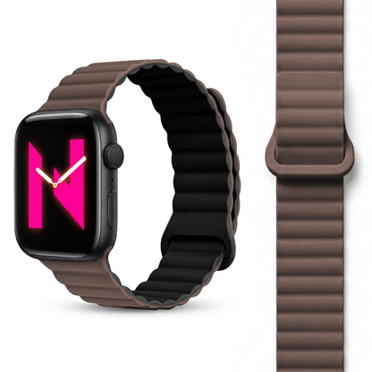 NALIA Core Magnet Armband kompatibel mit Apple Watch SE & iWatch Series 10 9 8 7 6 5 4 3 2 1, 38/40/41/42mm, Atmungsaktives Silikon Loop, Sportarmband mit Rillen Design