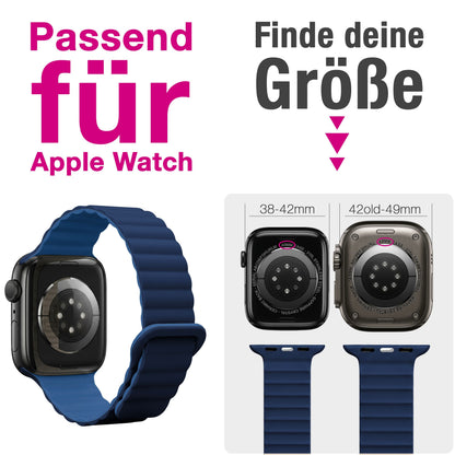 NALIA Core Magnet Armband kompatibel mit Apple Watch SE & iWatch Series 10 9 8 7 6 5 4 3 2 1, 38/40/41/42mm, Atmungsaktives Silikon Loop, Sportarmband mit Rillen Design