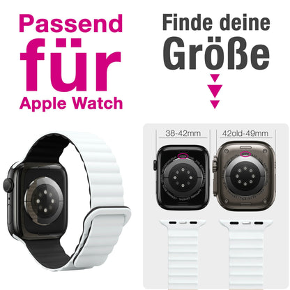 NALIA Core Magnet Armband kompatibel mit Apple Watch SE & iWatch Series 10 9 8 7 6 5 4 3 2 1, 38/40/41/42mm, Atmungsaktives Silikon Loop, Sportarmband mit Rillen Design