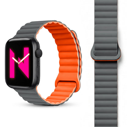 NALIA Core Magnet Armband kompatibel mit Apple Watch SE & iWatch Series 10 9 8 7 6 5 4 3 2 1, 38/40/41/42mm, Atmungsaktives Silikon Loop, Sportarmband mit Rillen Design