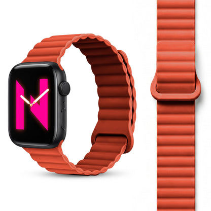 NALIA Core Magnet Armband kompatibel mit Apple Watch Series Ultra/SE/10/9/8/7/6/5/4/3/2/1 – 42/44/45/46/49mm, Atmungsaktives Silikon Loop, Sportarmband mit Rillendesign