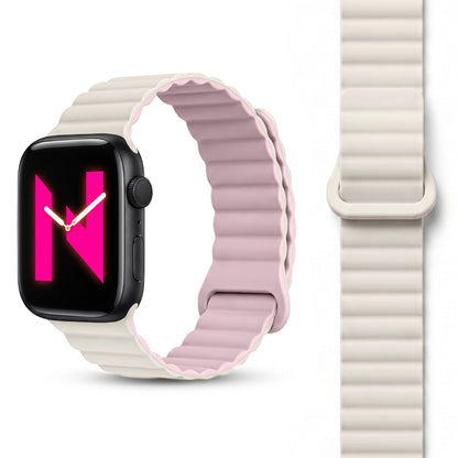 NALIA Core Magnet Armband kompatibel mit Apple Watch Series Ultra/SE/10/9/8/7/6/5/4/3/2/1 – 42/44/45/46/49mm, Atmungsaktives Silikon Loop, Sportarmband mit Rillendesign