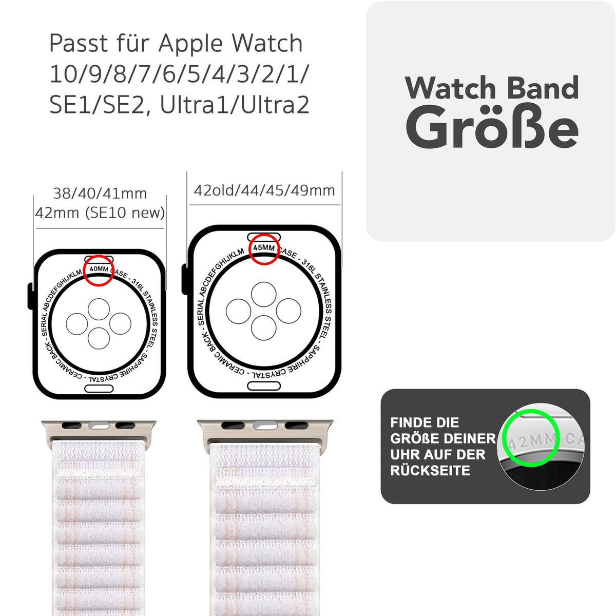 NALIA Evolv Nylon Armband kompatibel mit Apple Watch Armband iWatch Series SE/10/9/8/7/6/5/4/3/2/1, 38/40/41/42mm, Gewebtes Stoffband Elastisch Uhrenband mit Klettverschluss